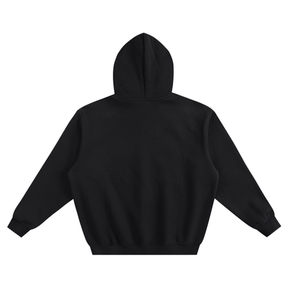 Unisex Fleeced Boxy Hoodie in black, alternate angle