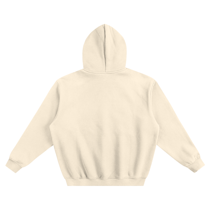 Unisex Fleeced Boxy Hoodie in cream apricot, alternate angle