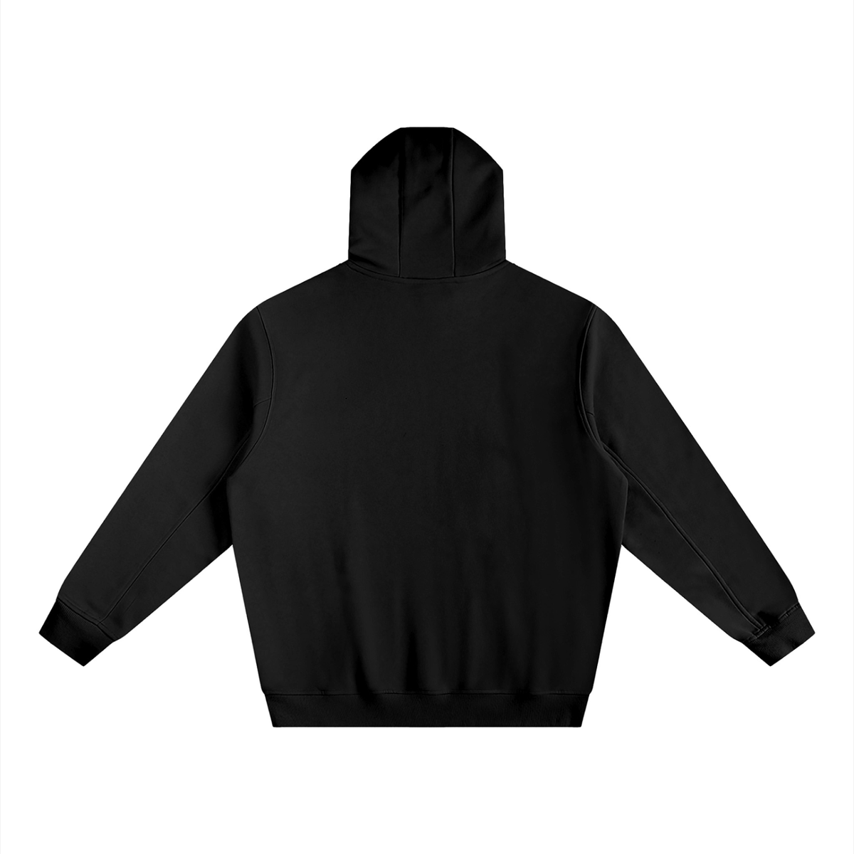 Unisex Fleeced High Neck Hoodie in black, alternate angle