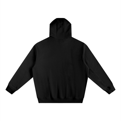 Unisex Fleeced High Neck Hoodie in black, alternate angle