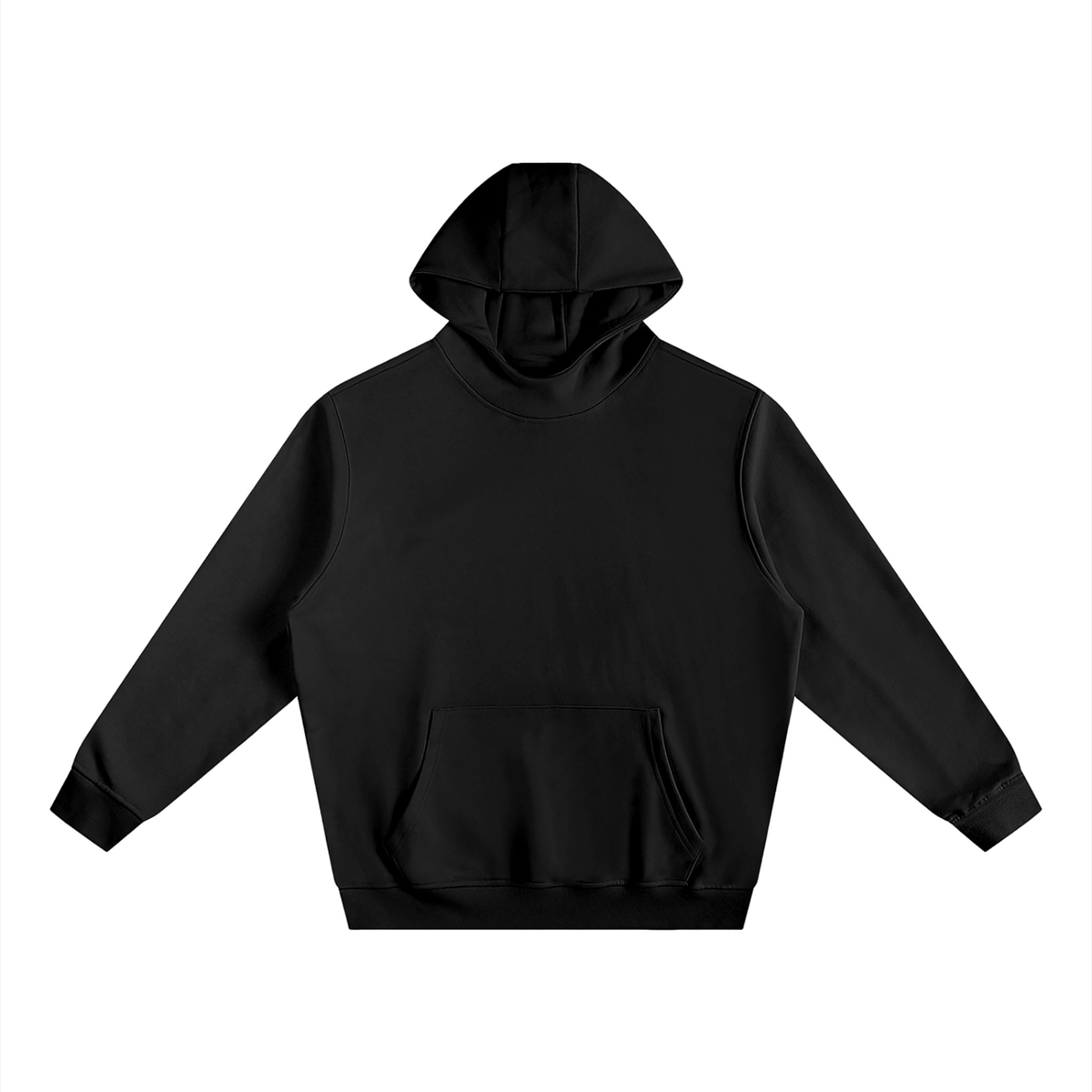 Unisex Fleeced High Neck Hoodie in black