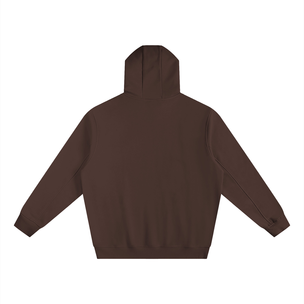 Unisex Fleeced High Neck Hoodie in brown, alternate angle