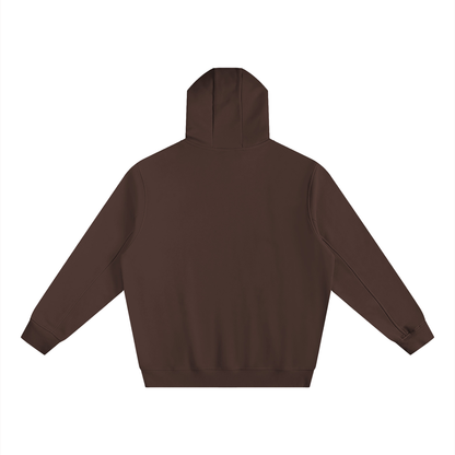 Unisex Fleeced High Neck Hoodie in brown, alternate angle