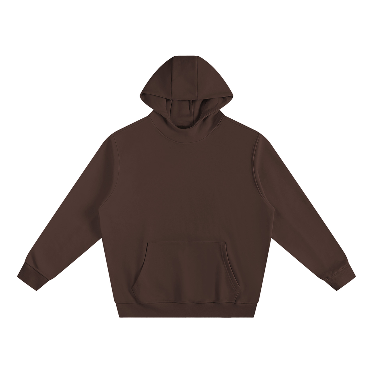 Unisex Fleeced High Neck Hoodie in brown