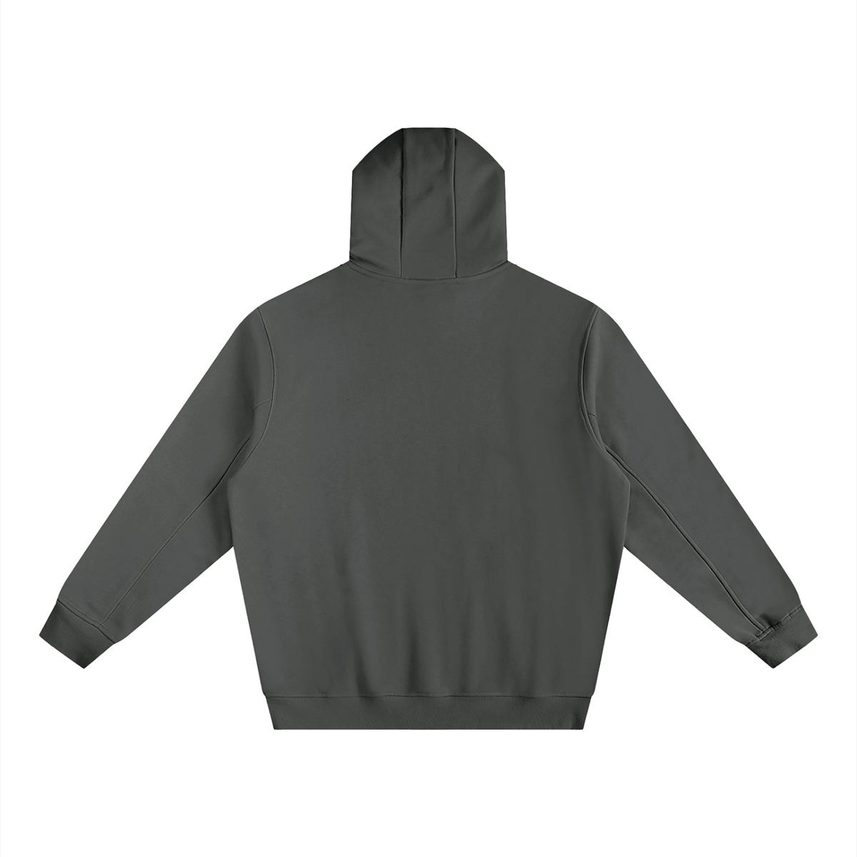 Unisex Fleeced High Neck Hoodie in dark gray, alternate angle