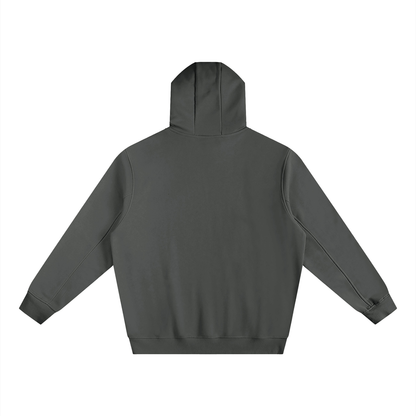 Unisex Fleeced High Neck Hoodie in dark gray, alternate angle