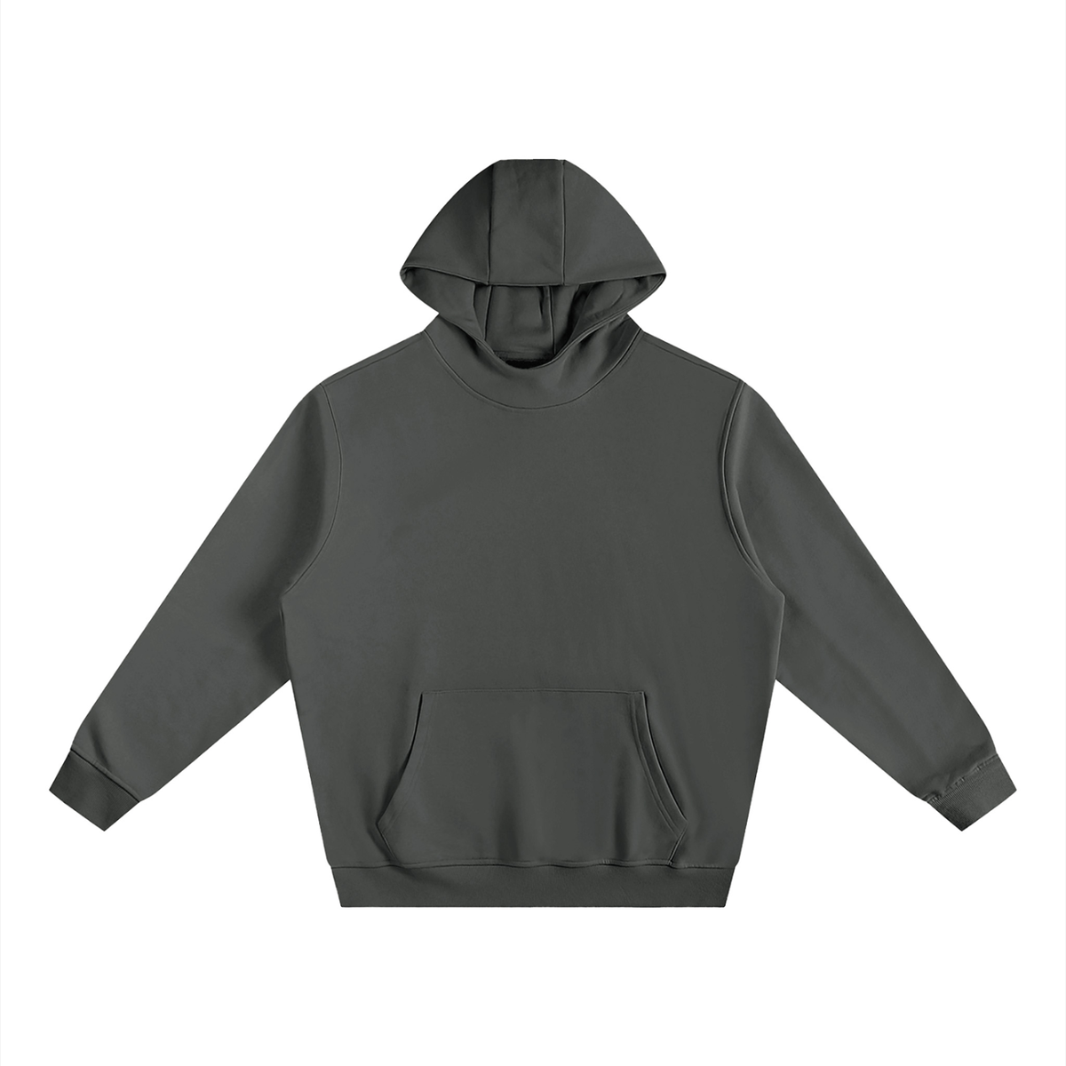 Unisex Fleeced High Neck Hoodie in dark gray