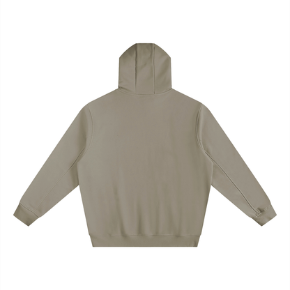 Unisex Fleeced High Neck Hoodie in gray camel, alternate angle