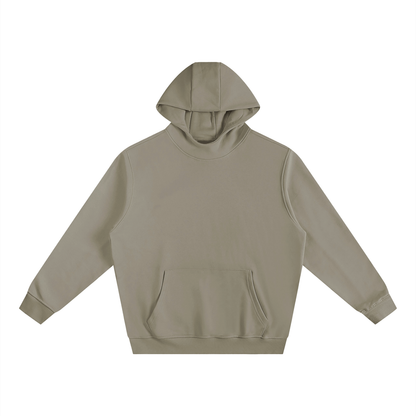 Unisex Fleeced High Neck Hoodie in gray camel