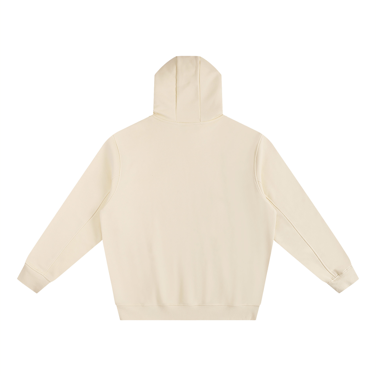 Unisex Fleeced High Neck Hoodie in light apricot, alternate angle