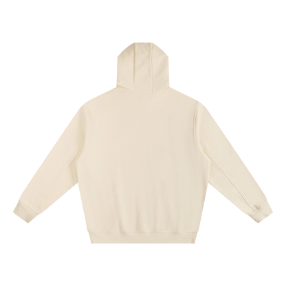 Unisex Fleeced High Neck Hoodie in light apricot, alternate angle