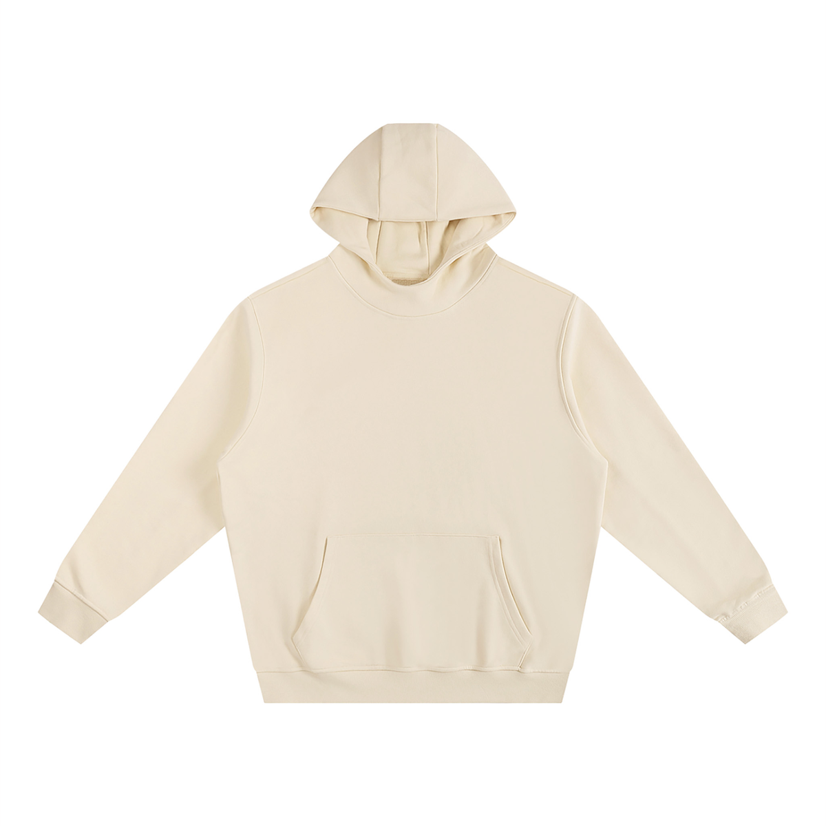 Unisex Fleeced High Neck Hoodie in light apricot