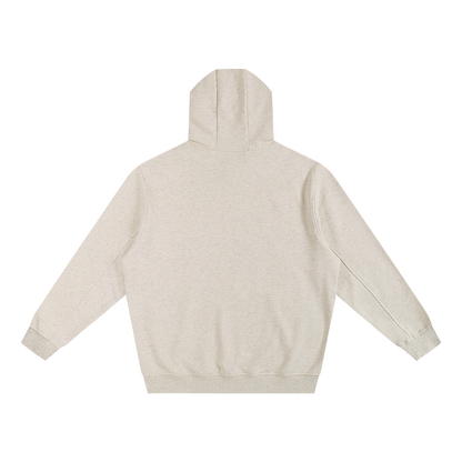 Unisex Fleeced High Neck Hoodie in oat gray, alternate angle
