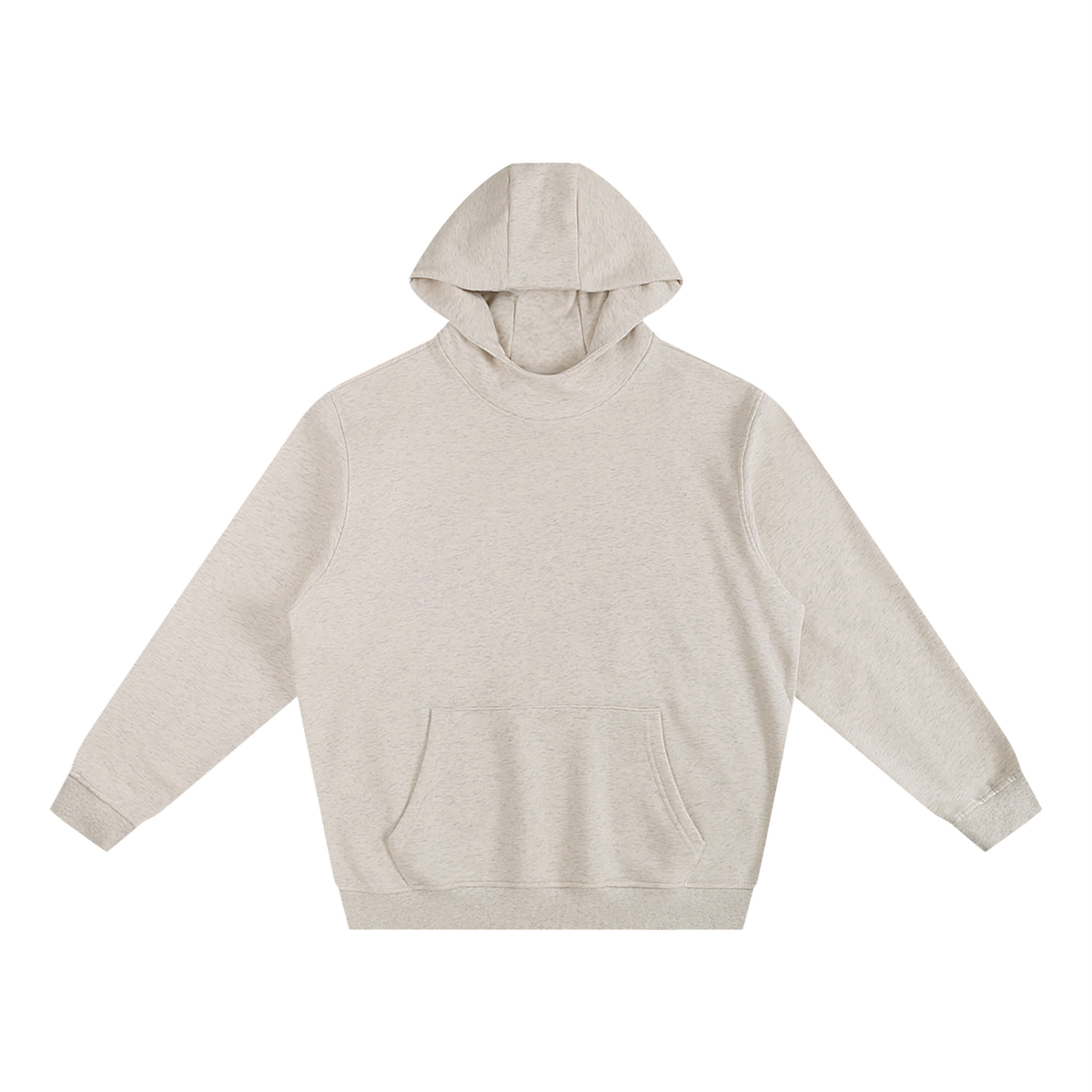 Unisex Fleeced High Neck Hoodie in oat gray