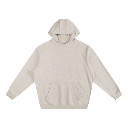 Unisex Fleeced High Neck Hoodie in oat gray