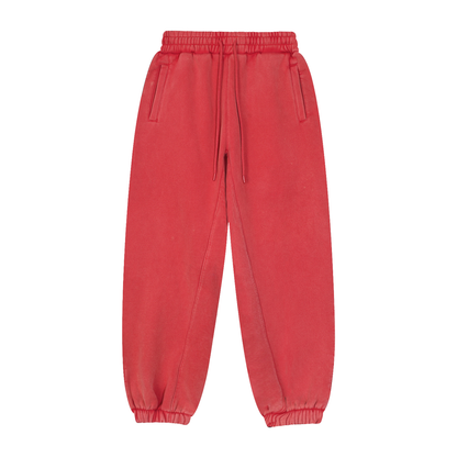 Unisex Fleeced Jogger Sweatpants in red