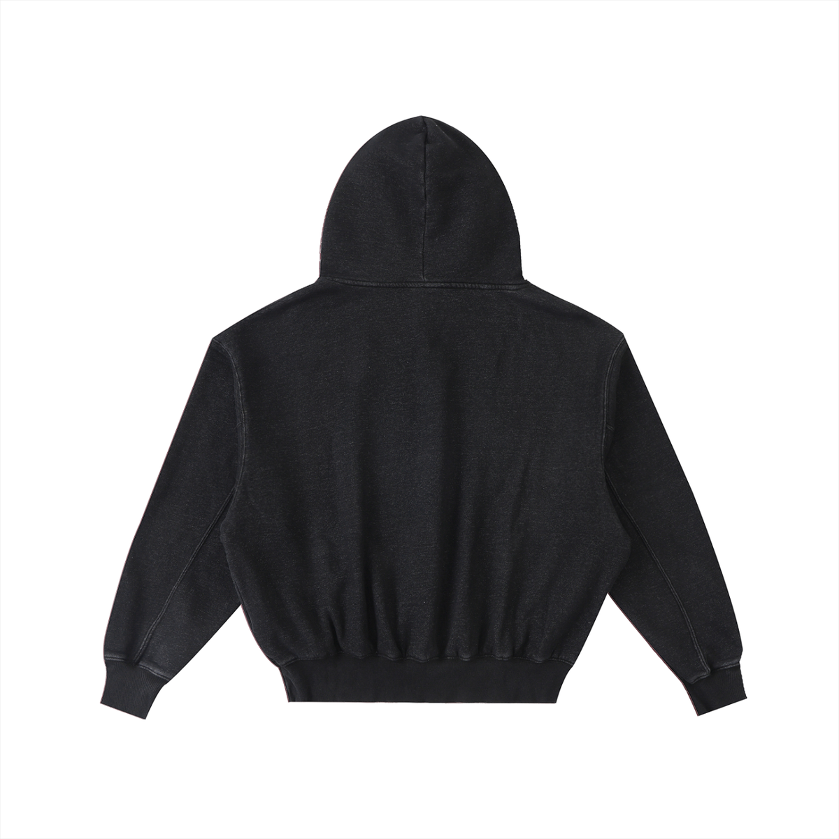 Unisex Frayed Enzyme Washed Fleece Hoodie in black, alternate angle