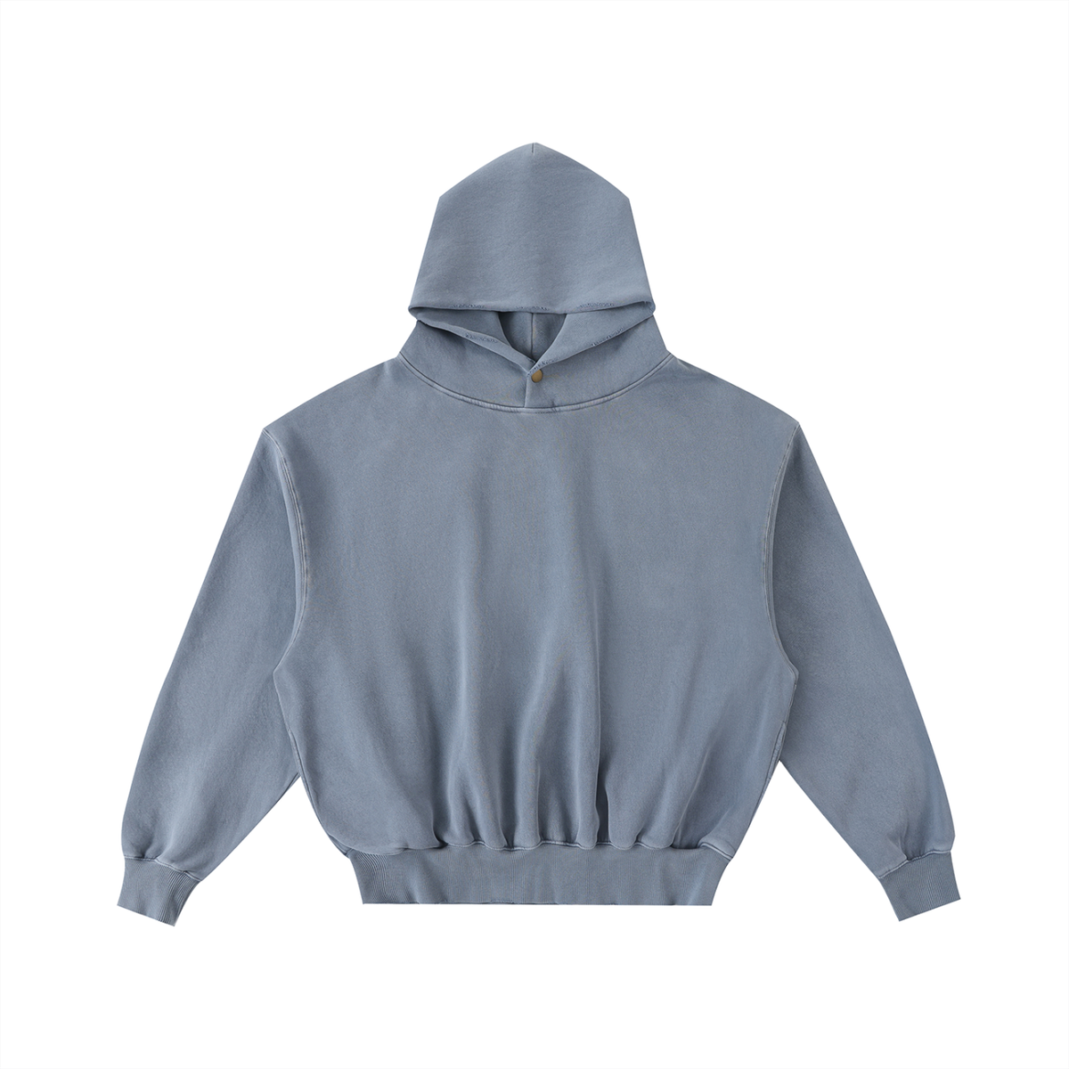 Unisex Frayed Enzyme Washed Fleece Hoodie in blue