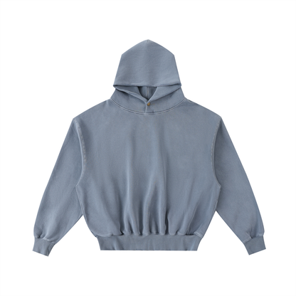 Unisex Frayed Enzyme Washed Fleece Hoodie in blue