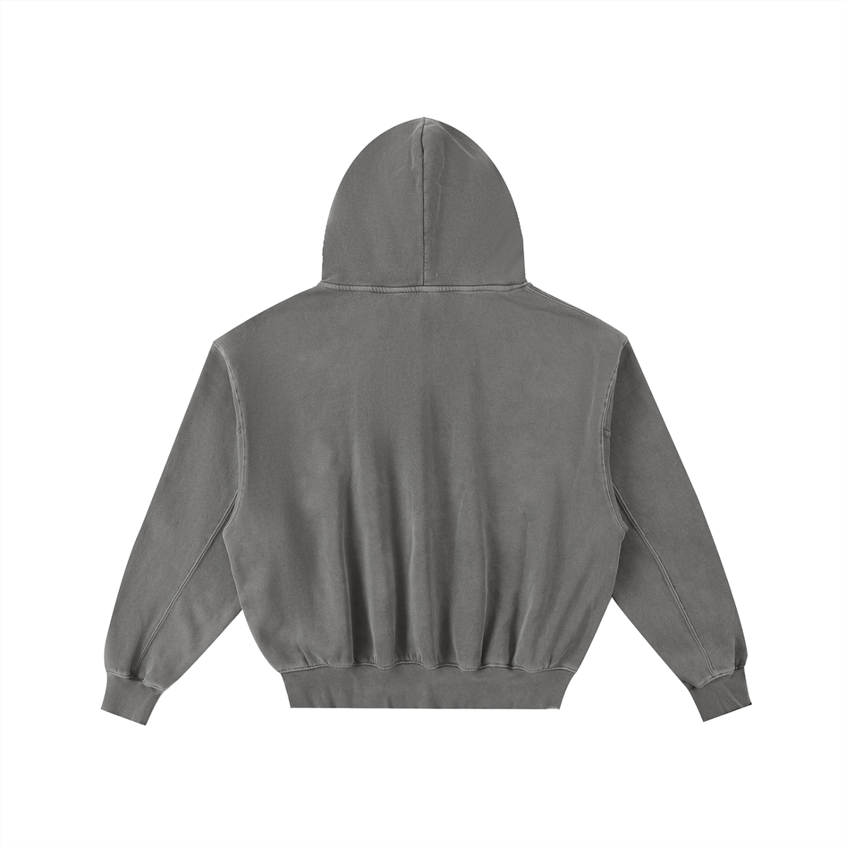 Unisex Frayed Enzyme Washed Fleece Hoodie in dark gray, alternate angle
