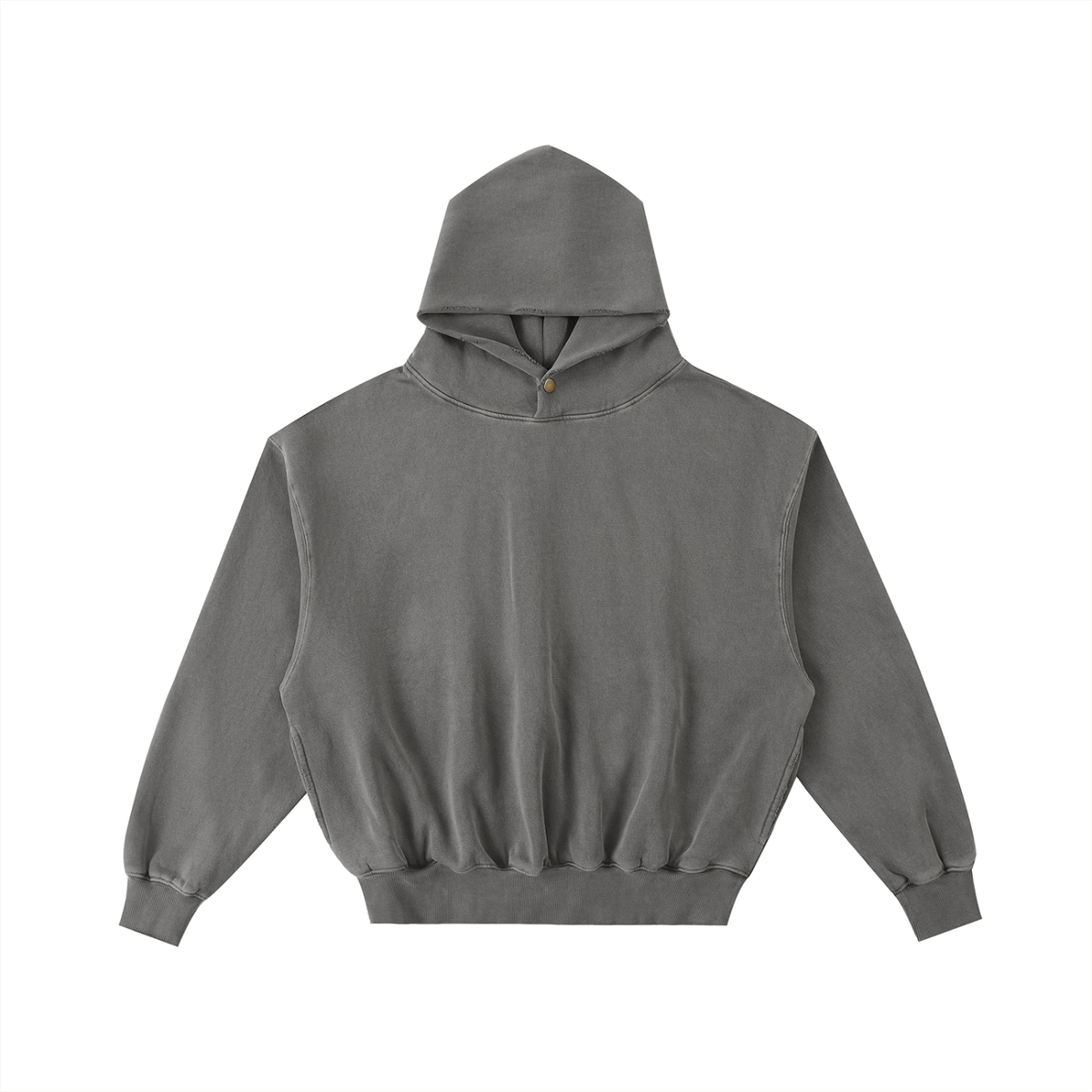 Unisex Frayed Enzyme Washed Fleece Hoodie in dark gray