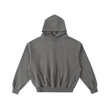Unisex Frayed Enzyme Washed Fleece Hoodie in dark gray