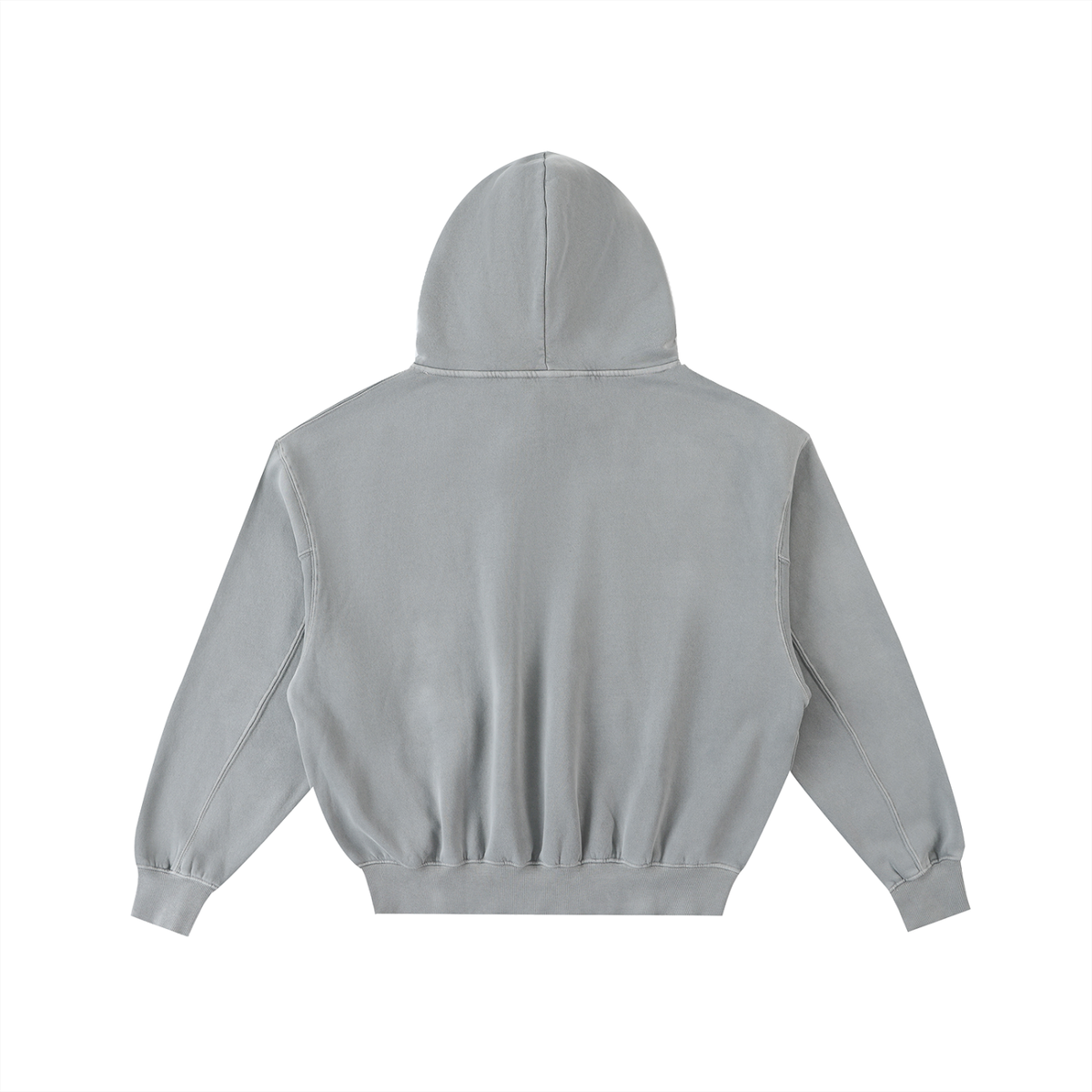 Unisex Frayed Enzyme Washed Fleece Hoodie in light gray, alternate angle