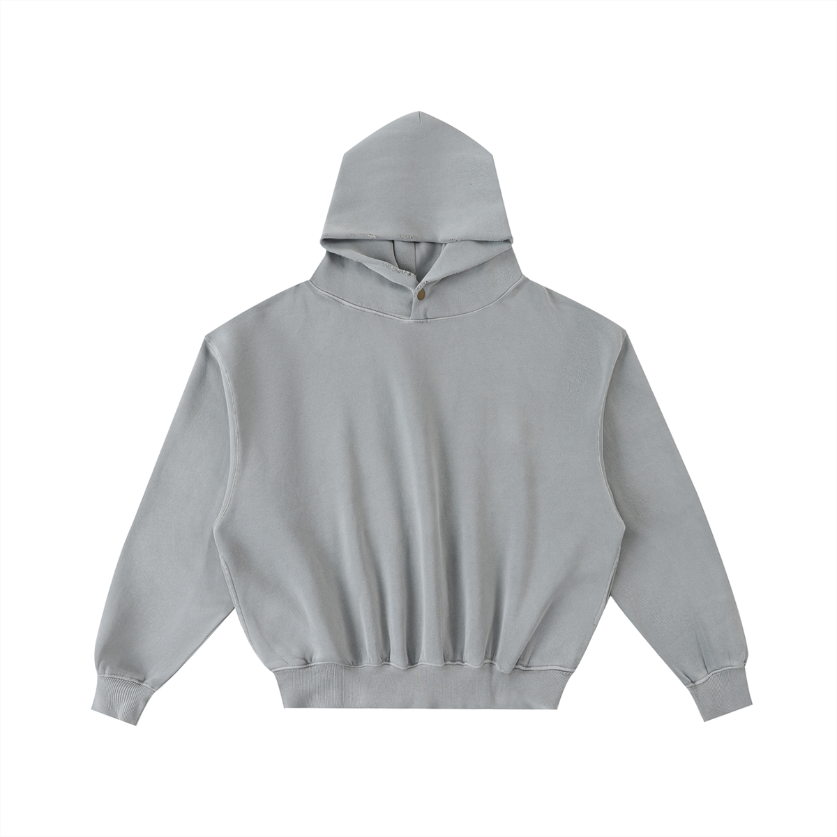 Unisex Frayed Enzyme Washed Fleece Hoodie in light gray