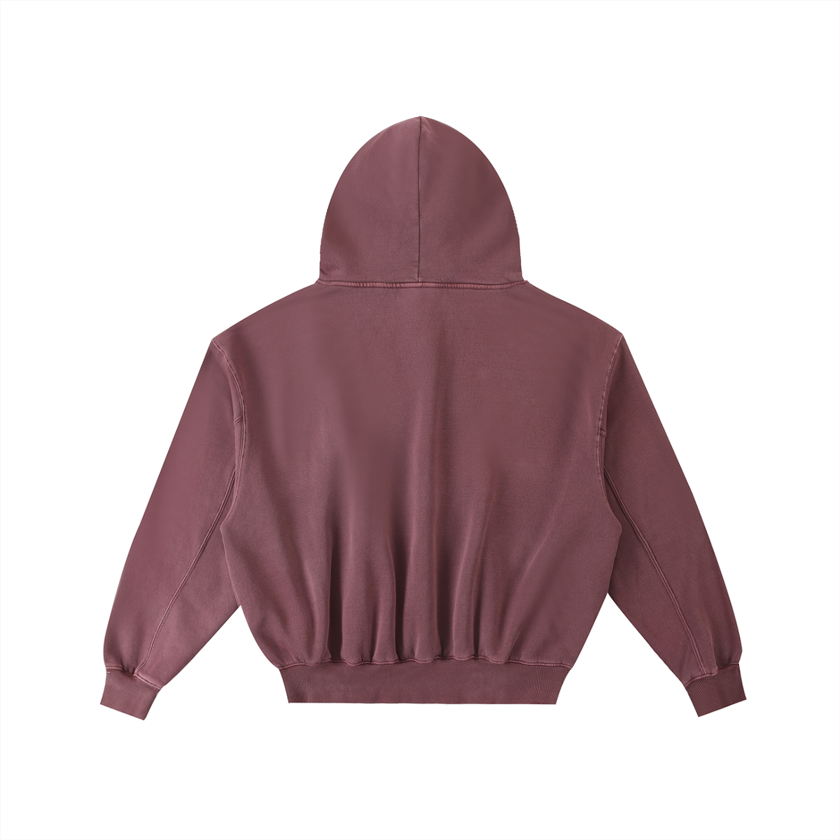 Unisex Frayed Enzyme Washed Fleece Hoodie in red, alternate angle