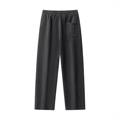 Unisex Frayed Enzyme Washed Fleece Sweatpants in black, alternate angle