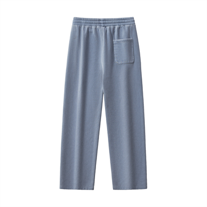 Unisex Frayed Enzyme Washed Fleece Sweatpants in blue, alternate angle