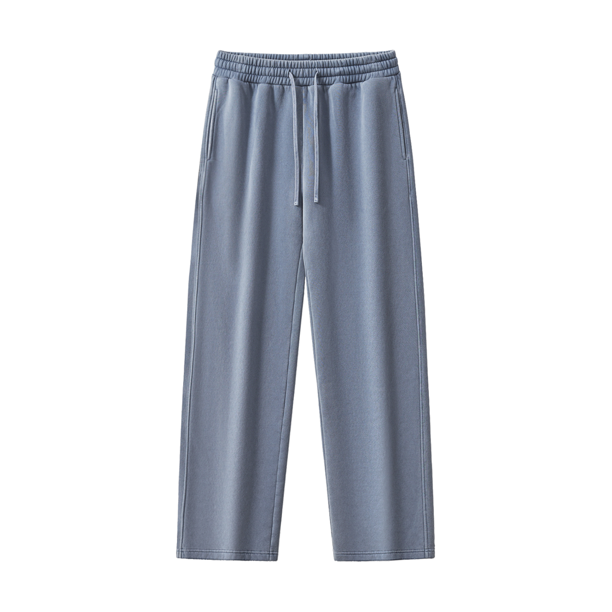 Unisex Frayed Enzyme Washed Fleece Sweatpants in blue