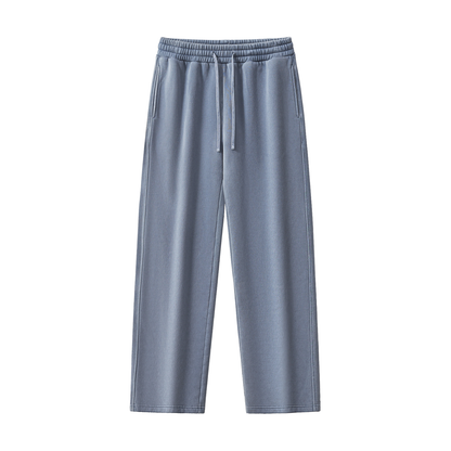 Unisex Frayed Enzyme Washed Fleece Sweatpants in blue