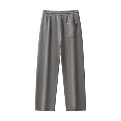 Unisex Frayed Enzyme Washed Fleece Sweatpants in dark gray, alternate angle