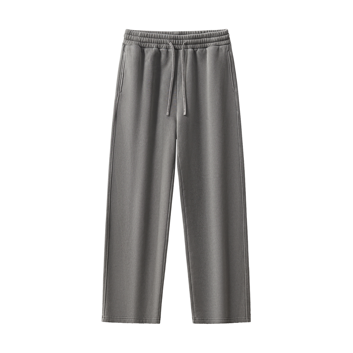 Unisex Frayed Enzyme Washed Fleece Sweatpants in dark gray