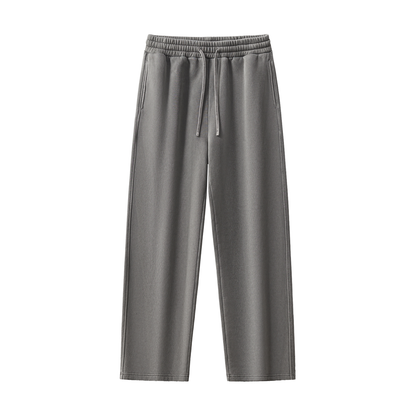 Unisex Frayed Enzyme Washed Fleece Sweatpants in dark gray