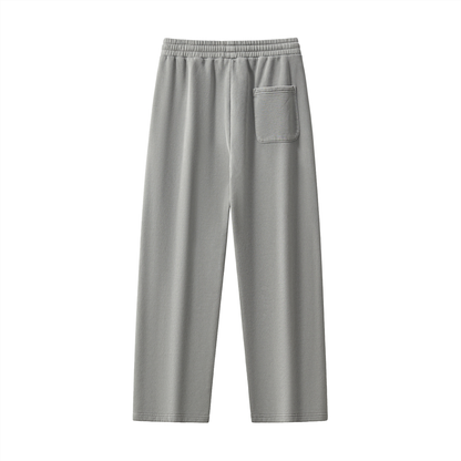 Unisex Frayed Enzyme Washed Fleece Sweatpants in light gray, alternate angle
