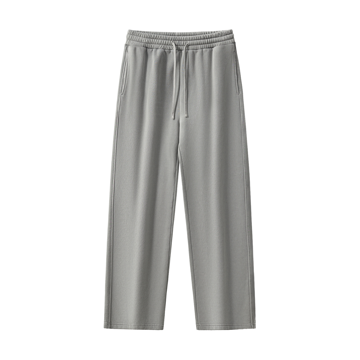 Unisex Frayed Enzyme Washed Fleece Sweatpants in light gray