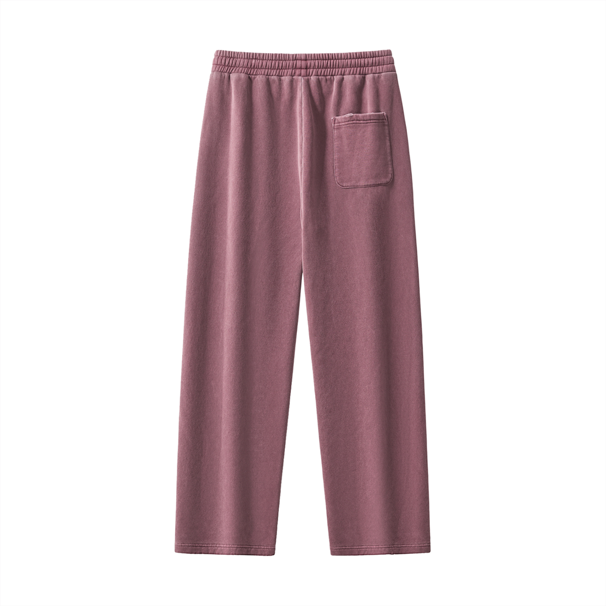 Unisex Frayed Enzyme Washed Fleece Sweatpants in red, alternate angle