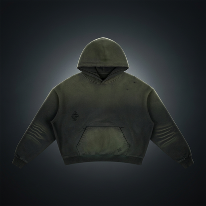 Unisex Frayed Sunfade Boxy Fleece Hoodie