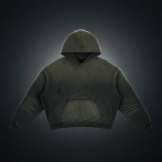Unisex Frayed Sunfade Boxy Fleece Hoodie