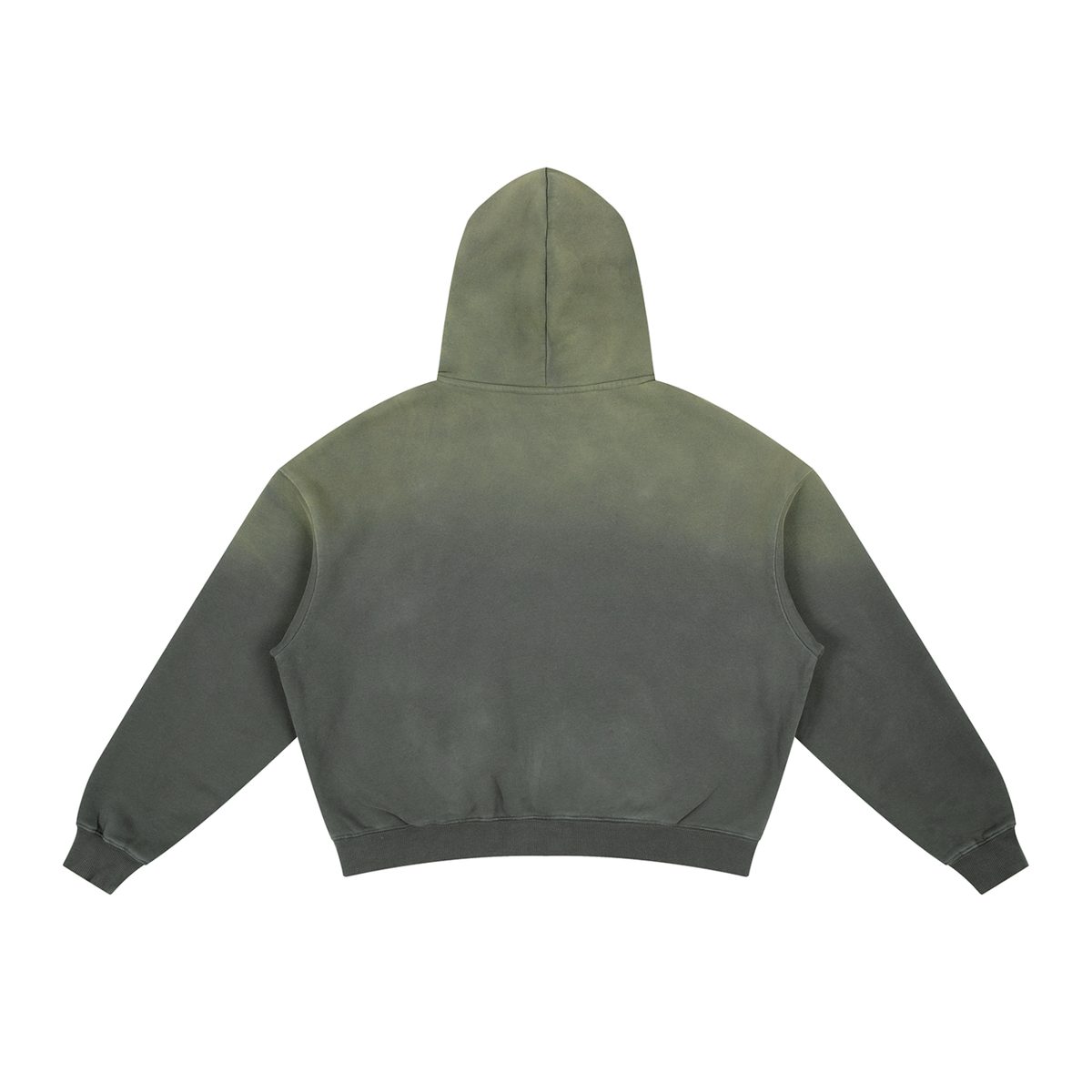 Unisex Frayed Sunfade Boxy Fleece Hoodie in gray, alternate angle