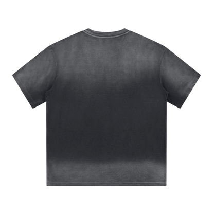 Unisex Gradient Washed Drop Shoulder T-Shirt in black, alternate angle