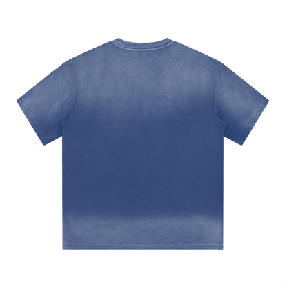 Unisex Gradient Washed Drop Shoulder T-Shirt in blue, alternate angle