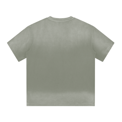 Unisex Gradient Washed Drop Shoulder T-Shirt in green, alternate angle