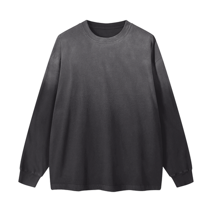 Unisex Gradient Washed Long Sleeve T-Shirt in black