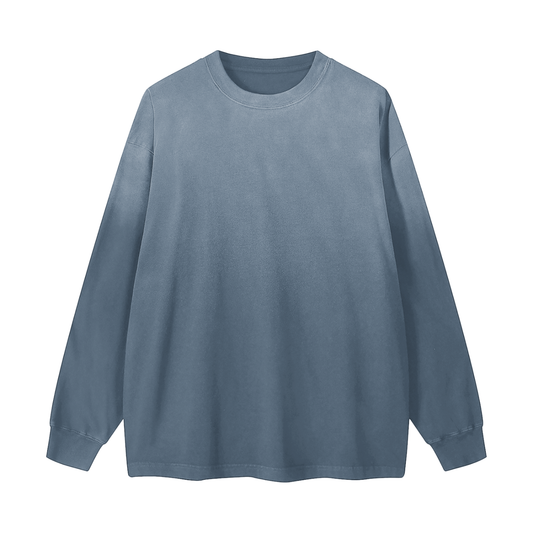 Unisex Gradient Washed Long Sleeve T-Shirt in gray blue
