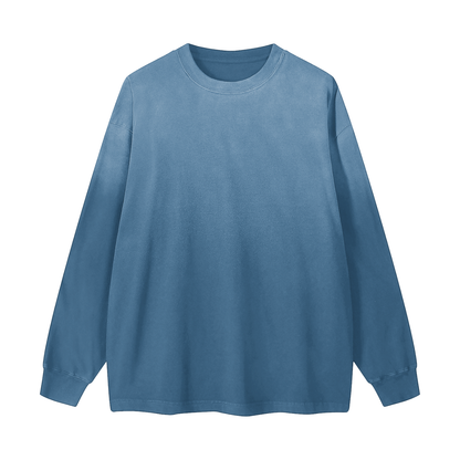 Unisex Gradient Washed Long Sleeve T-Shirt in jeans blue