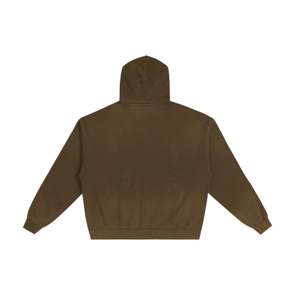 Unisex Hand-Frayed Sunfade Zip Hoodie in gray green, alternate angle