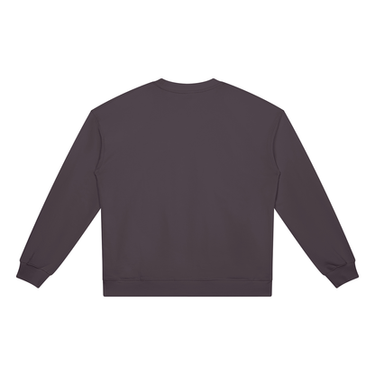 Unisex Heavyweight Crewneck Sweatshirt in deep purple, alternate angle